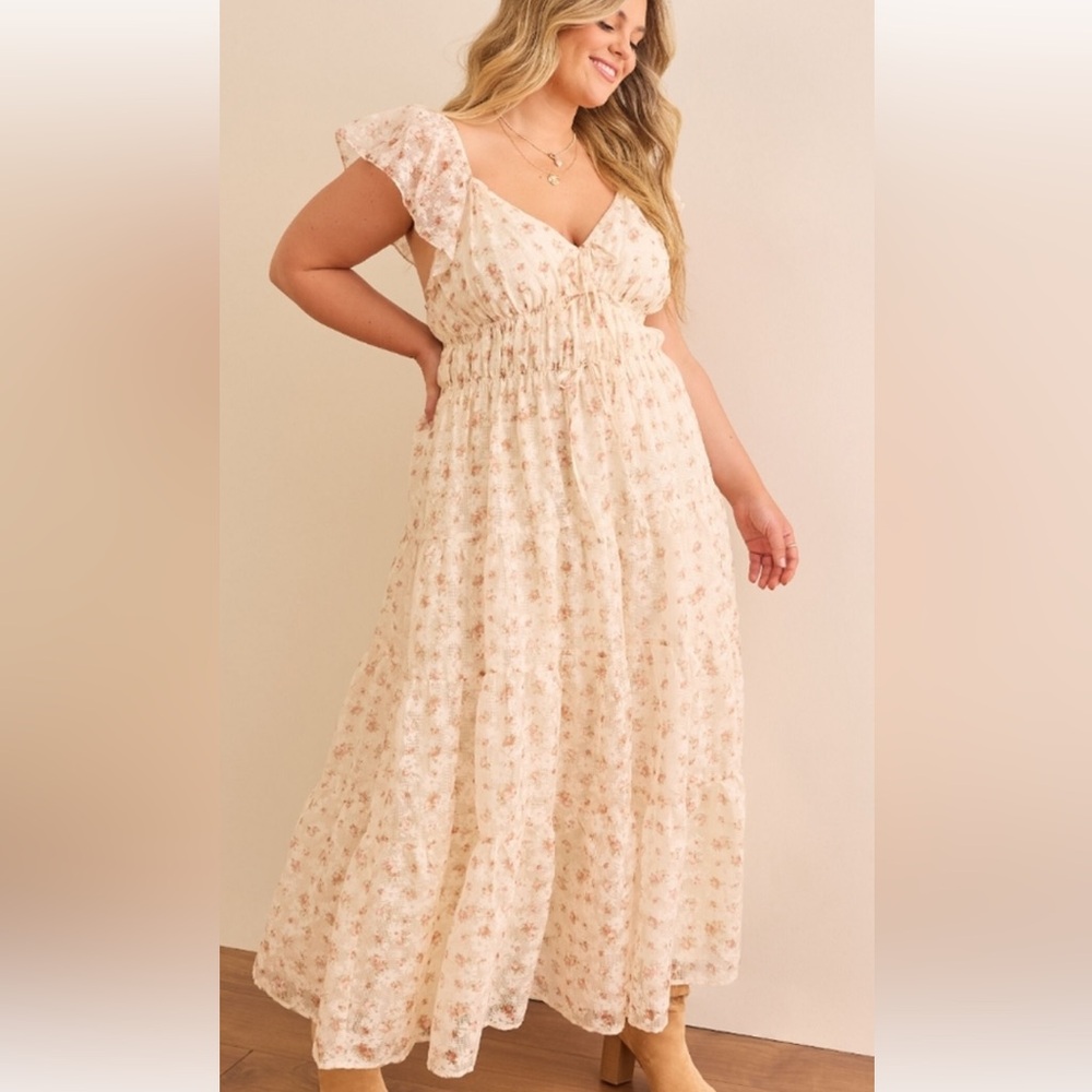 Arula Elisa Chiffon Double Floral Maxi Dress GORGEOUS NWT 0X - Picture 5 of 7